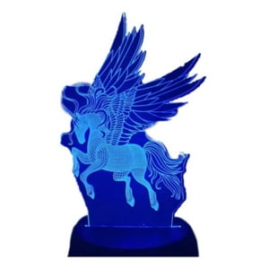 Lelumania - Lampara Ilusion 3D Unicornio Galopando De 7 Colores, Base Touch