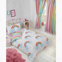 Milsleep - Juego De Edredón / Funda De Edredón Infantil A Rayas Arco Iris Con Nubes Para Niños Pequeños