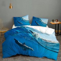 Milsleep - 3D Blue Sea Animal Dolphin Funda Nórdica Juego De Cama Funda Nórdica Fundas De Almohada