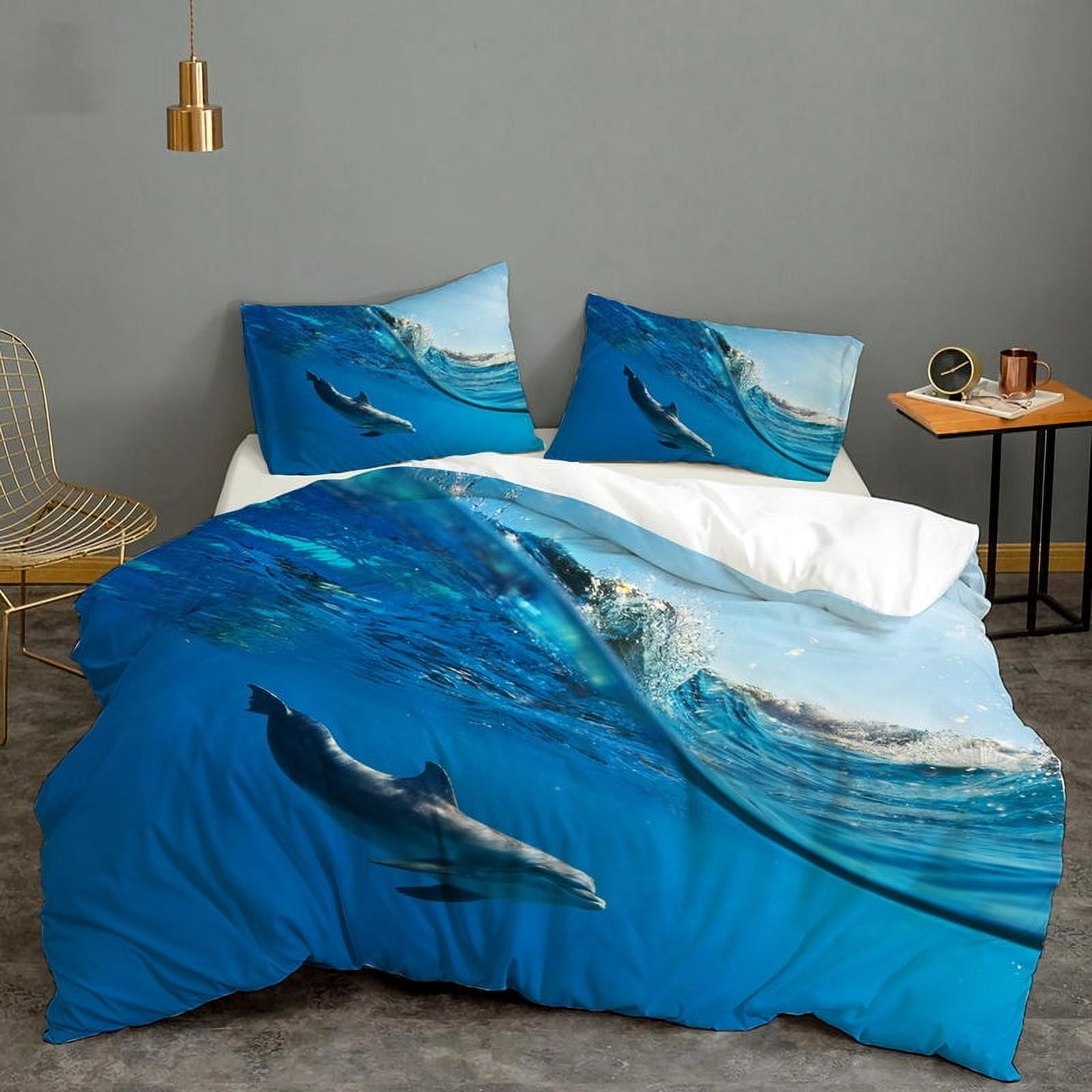 Milsleep - 3d Blue Sea Animal Dolphin Funda Nórdica Juego De Cama Funda Nórdica Fundas De Almohada
