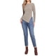 thumbnail image 2 of INSPIRE CHIC Top de Punto de Manga Larga para Mujer con Cuello de Barco para Otoño e Invierno con Dobladillo Irregular Camiseta Casual M Caqui, 2 of 6