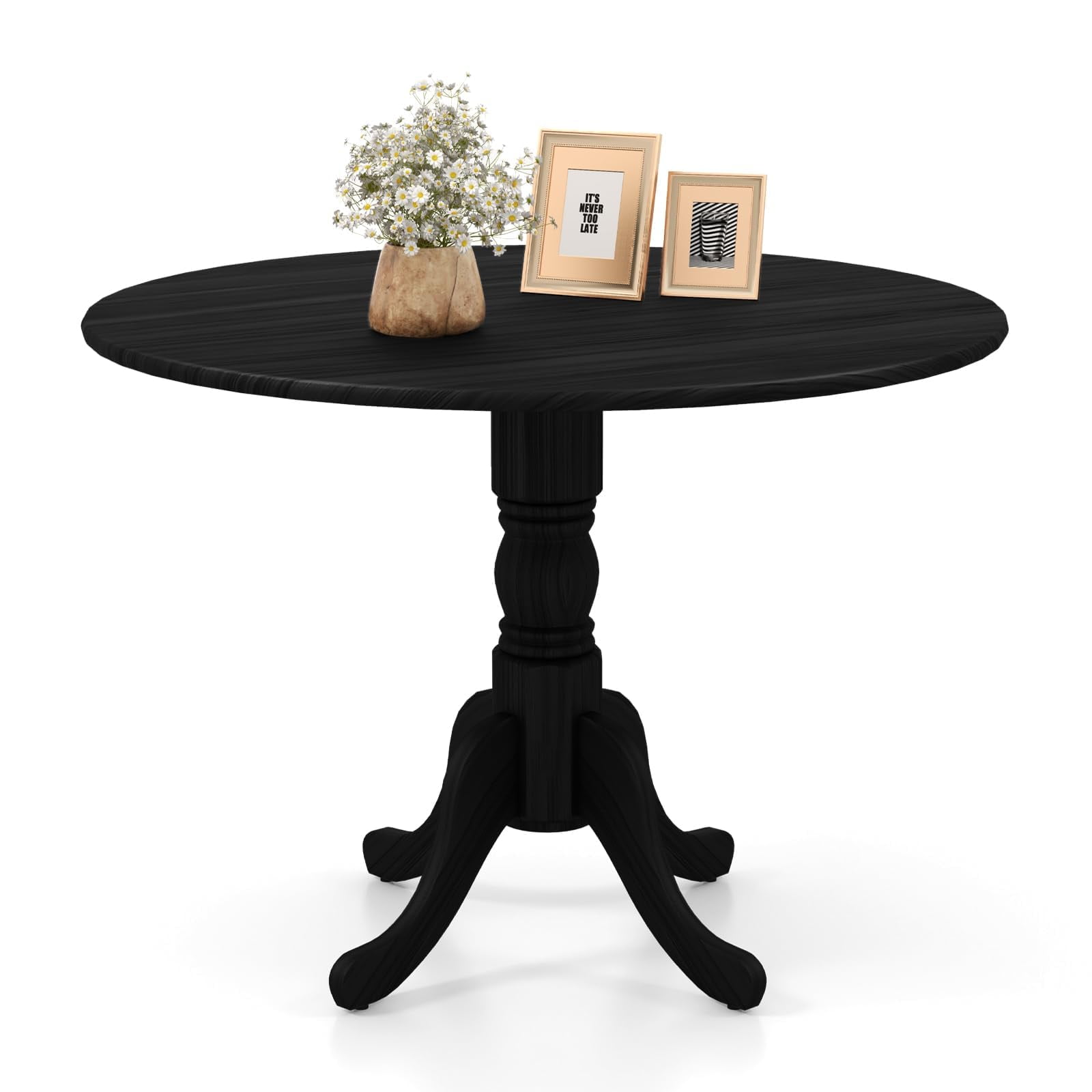 Mesa De Comedor Redonda Costway Para 4 Personas, 100 Cm, Con Madera De Caucho