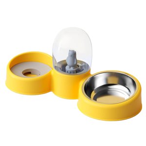 Ioensy - Cuencos Para Perros Y Gatos Dispensador De Agua Automático Bebedero Soporte Inclinado Sin Derrames Amarillo