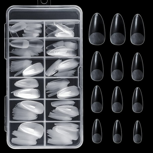 240pcs/box Frosted Almond Nail Tips - Full or Half Cover Nails for Women and Girls - Stiletto False Nail Tips for Short Nails - Elegant and Durable