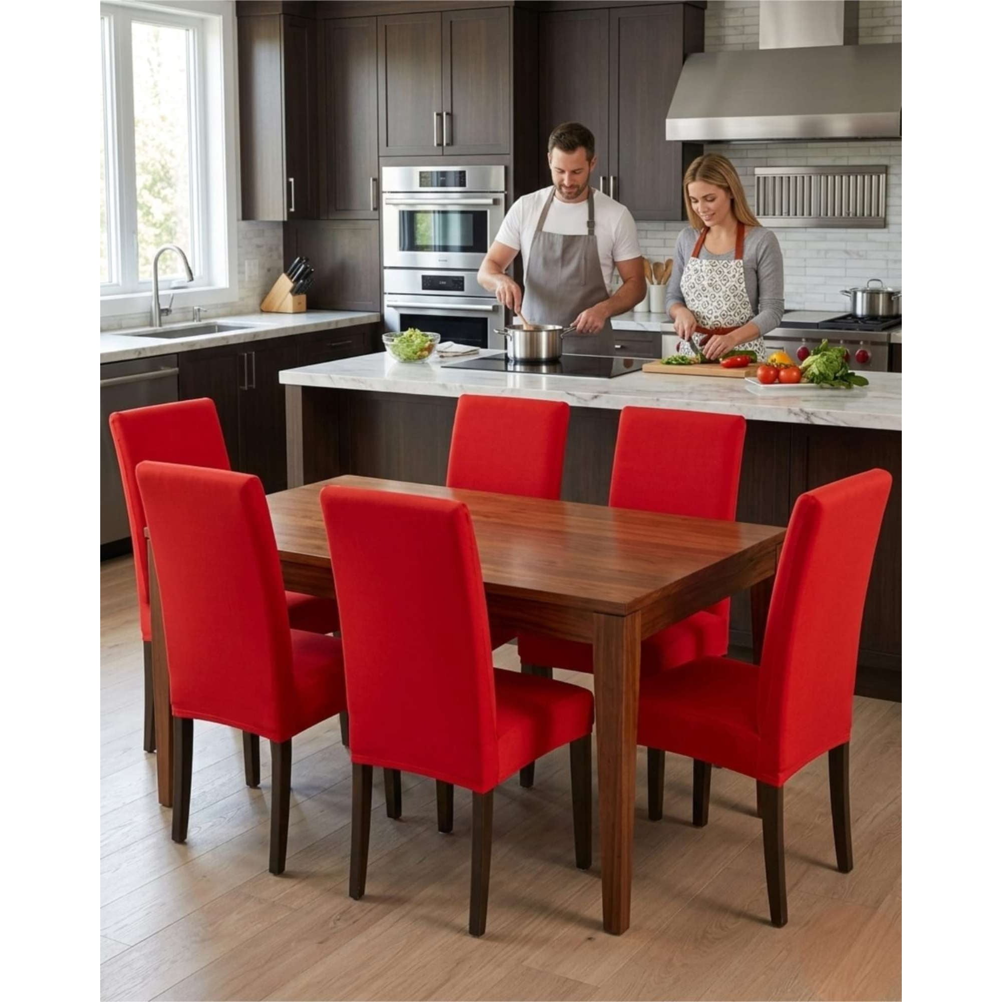 Mylhogar - Pack De 6 Fundas Elasticas Para Sillas Con Diseño Moderno