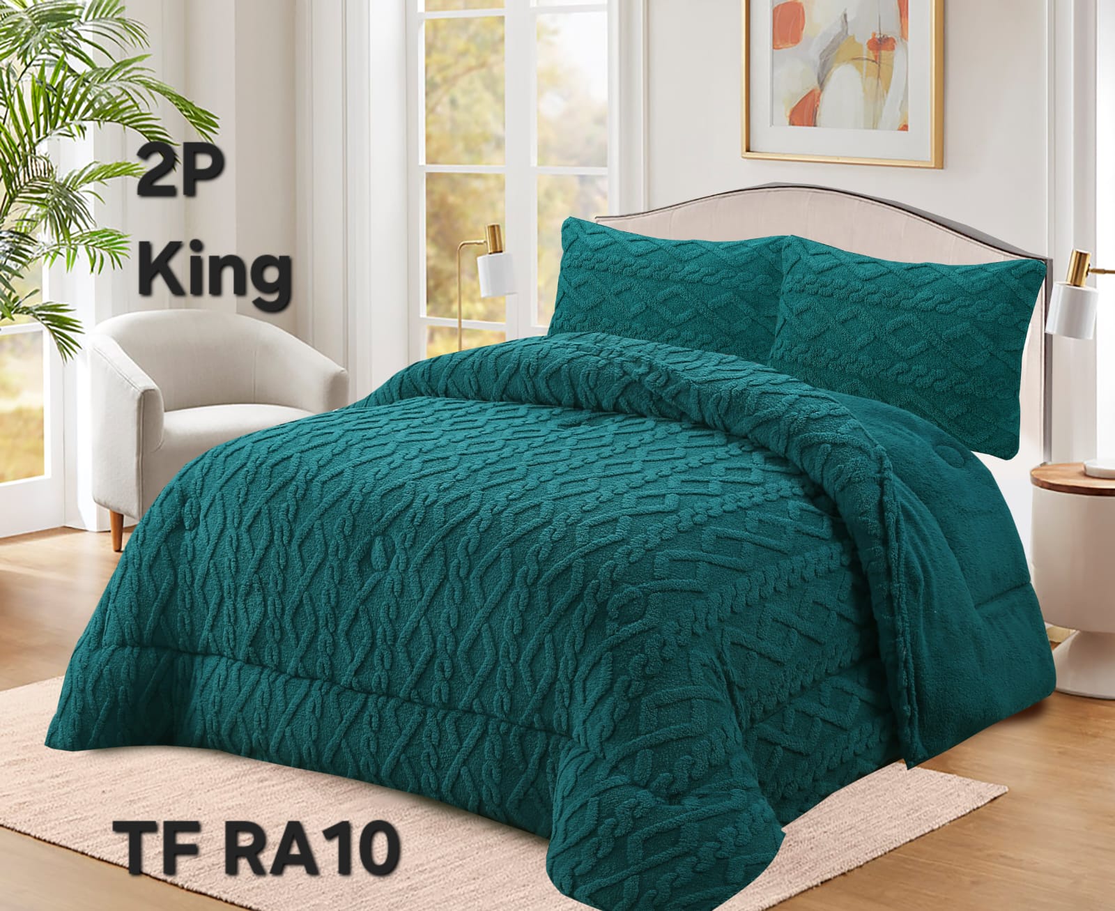 Aladdins Shop - Cobertor De Invierno Texturizado Con Chiporro King Trenzado Turquesa