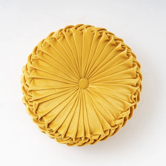 Cojin Redondo Terciopelo Amarillo 38 cm