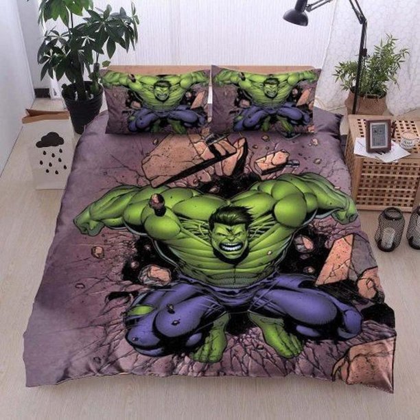 Hulk CG300Bs Halloween and Christmas Sale Quilt Duvet Cover Set Home Textiles3-Piece Bedding Set