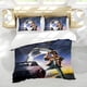 thumbnail image 5 of Regreso al Futuro Conjunto de sábanas temático, trío de piezas, cómodo y amigable con la piel, diseño único, regalo de decoración para el hogar para familiares, amigos y fans, 90 cm * 190 cm, 5 of 6
