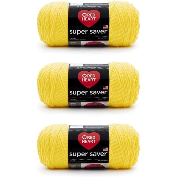 Yarn Red Heart Super Saver, amarillo brillante, 198 g/333 m, paquete de 3