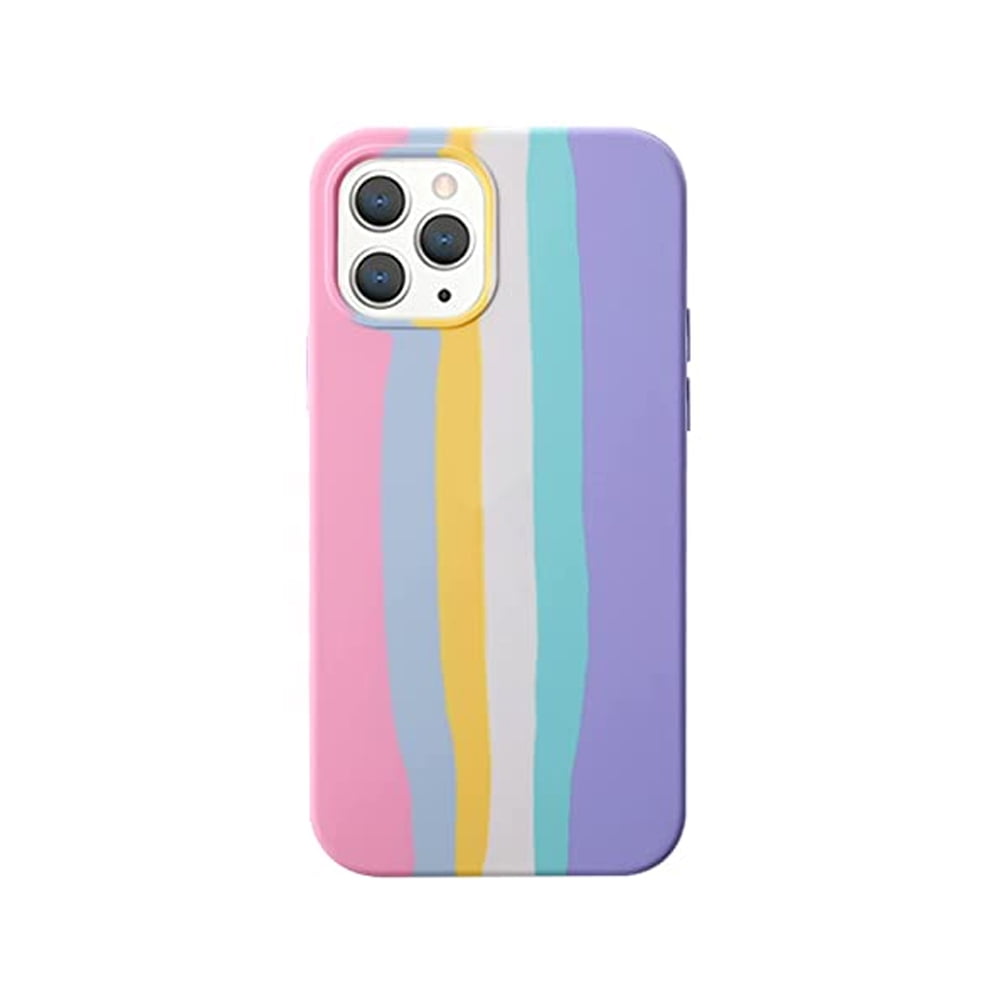Genérico - Carcasa Silicona Para Iphone 14 Pro Max Arcoiris Pastel