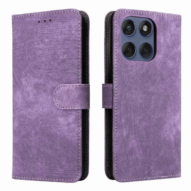 Funda Billetera para Motorola Moto Edge 60 Fusion con Soporte - Cartera de Cuero con Ranuras Morado