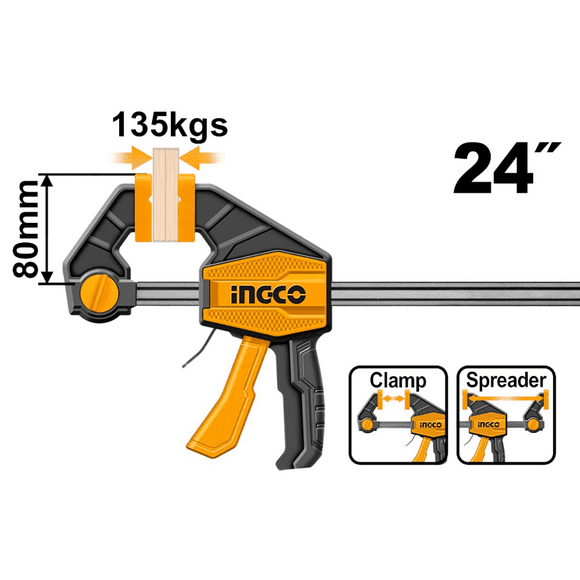 Prensa Sargento Rapida Industrial 80x600mm Ingco Hqbc24802