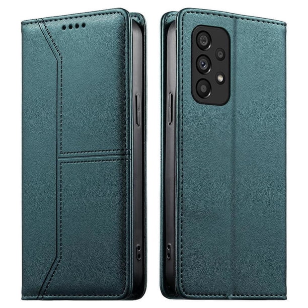 Funda tipo cartera con bloqueo RFID para Samsung Galaxy A53 5G cubierta magnética de cuero con tapa y soporte Verde