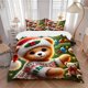 thumbnail image 1 of Christmas Teddy Bear Bedding - Includes One Quilt Cover and Two Pillowcases (No Core) - Festive Gift for Bedroom Decor - Polyester Fabric - Anime Cartoon Design, 1 of 1