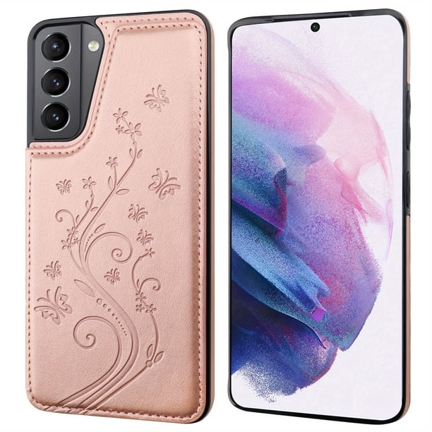 Butterfly Pattern PU Leather Case Wallet: Shockproof Flip Cover with Card Holder for Samsung S8/S10/Note10/S21 Series
