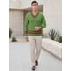 thumbnail image 2 of INSPIRE CHIC Suéter de Punto para Hombre Cuello en V Jersey de Manga Larga Casual 2XL Verde, 2 of 6