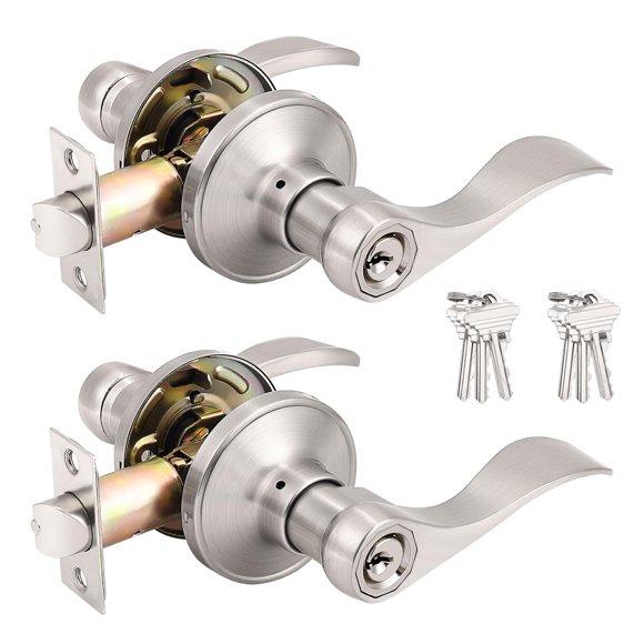Palancas de entrada Probrico de níquel satinado con llave similar (paquete de 2)