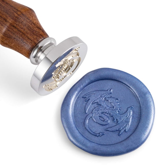 Sello de goma MCEAL Dragón de latón plateado 30 mm