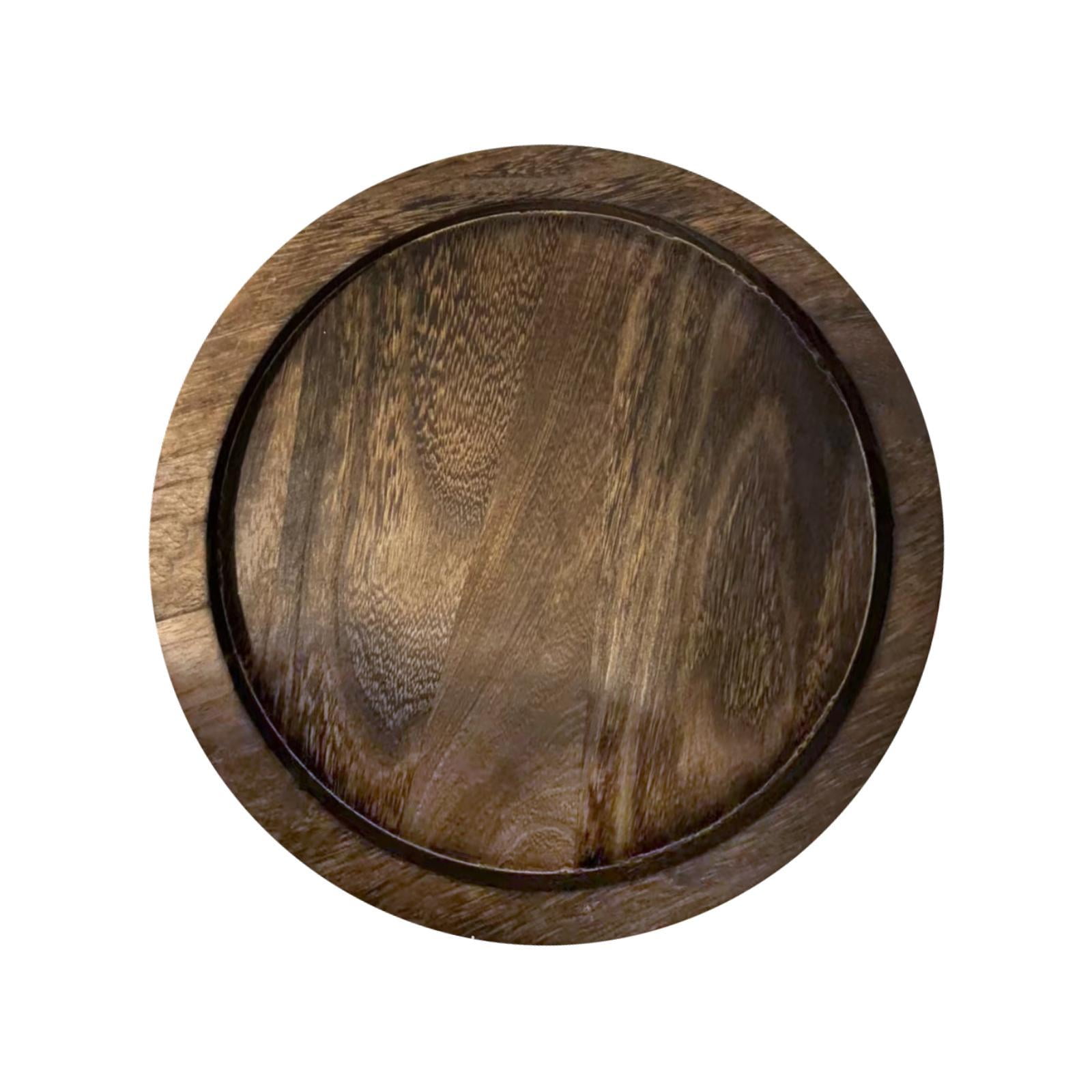 Magideal - Plato Redondo De Postre, Bandeja Decorativa Redonda, Decoración De Baño, Plato De Madera Para Cena, Bandeja De Madera Para Servir Comida, Perfume, Vel A