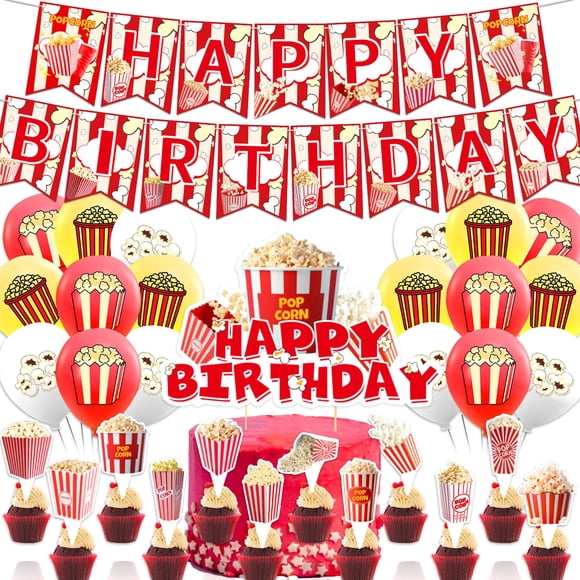 Set de Decoración de Cumpleaños con Tema de Palomitas MMBDAMAI