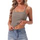 thumbnail image 1 of INSPIRE CHIC Camiseta de Pijama de Algodón para Mujer con Sujetador Incorporado, Cuello Cuadrado Elástico, Tirantes Finos, M Marrón con Rayas Negras, 1 of 6