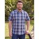 thumbnail image 4 of INSPIRE CHIC Camisas a Cuadros de Manga Corta para Hombre Grande y Alto Botón Abajo Tops XL Azul Marino Púrpura, 4 of 5