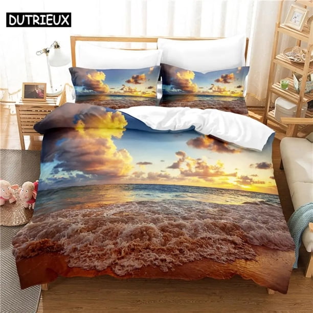 Seaside Beach Bedding Set Duvet Cover Set Bedding Digital Printing Bed Linen Bedding Set Fashion Design