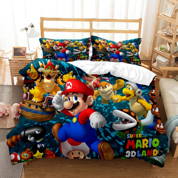 x2097 Bed SheetsJapanese Games Super Mario Pattern Quilt Cover Pillowcase Two or Three Piece Multi Size Duvet Cover Bedding Sets Christmas Gift 3-Piece Bedding Set (1 Duvet Cover + 2 Pillow Shams) nj2