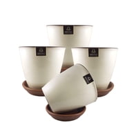 Pottery - Set De 4 Maceta Zafiro 14Cm Crema Y Sus Platos