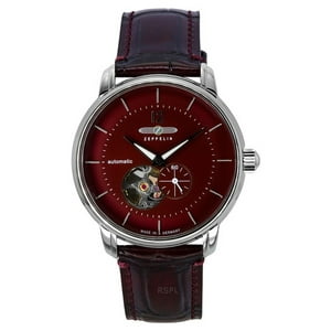 Zeppelin - Reloj Automático Para Hombre Lz 120 Bodensee Correa De Cuero Dial Open Heart Rojo 81665
