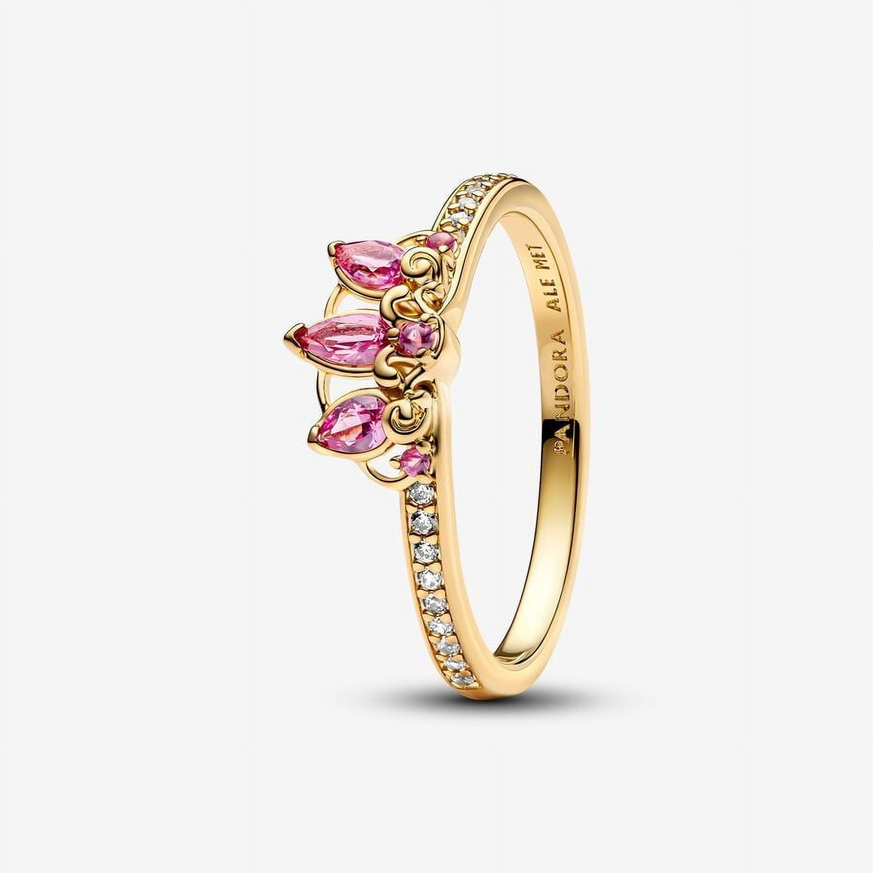 Anillo Pandora Disney Princesa Rapunzel Tiara Oro 14k Lila