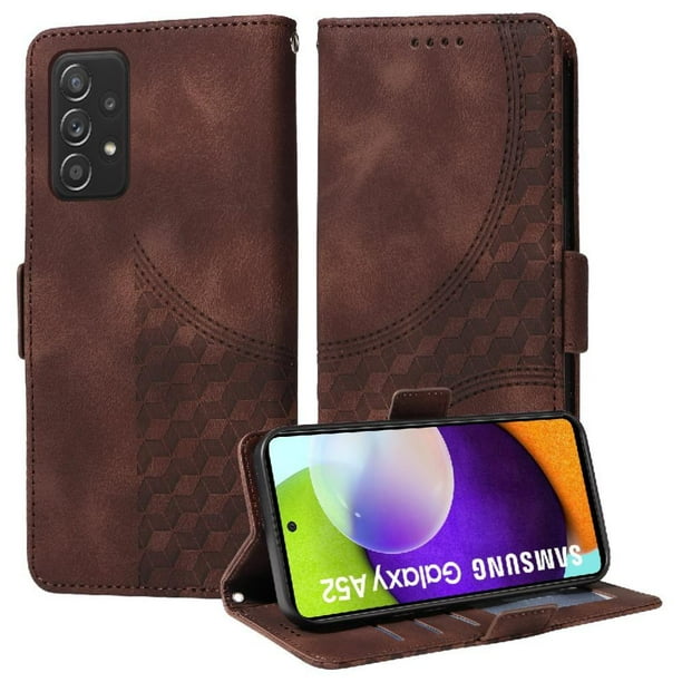 Carcasa FOXDOCK Samsung Galaxy A52 4G/5G de cuero PU, diseño acolchado clásico, protección contra caídas y rayones