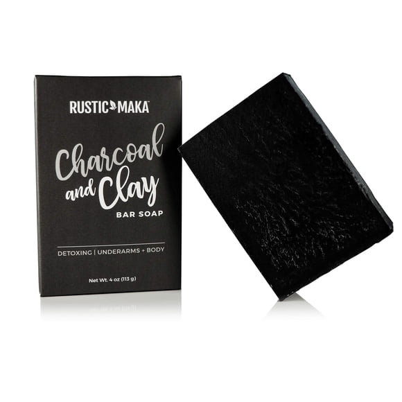 Jabón en barra Rustic Maka con carbón activado + arcilla para limpieza detox