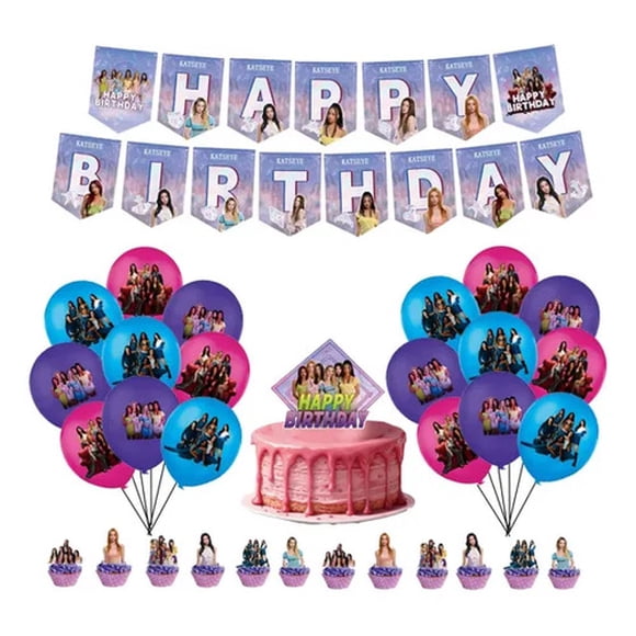 Kit Cumpleaños Decoracion Katseye Kpop 18 Globos 24 Toppers