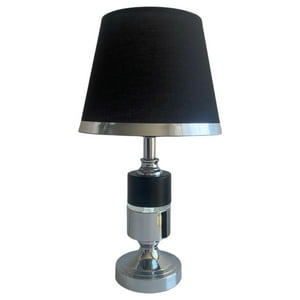 Genérica - Lámpara De Velador Mesa Decoración Dormitorio Living Negra Con Plateado Minimalista E27Pack De 2