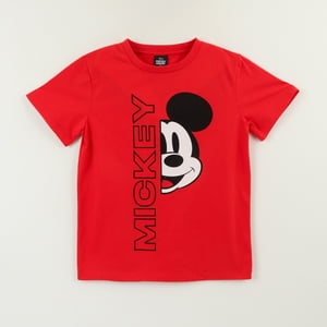 Polera Manga Corta Niño Rojo Mickey Mouse Face Disney