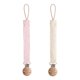 thumbnail image 1 of mushie Linen Baby Pacifier Clip Holder BlushCream, 1 of 3