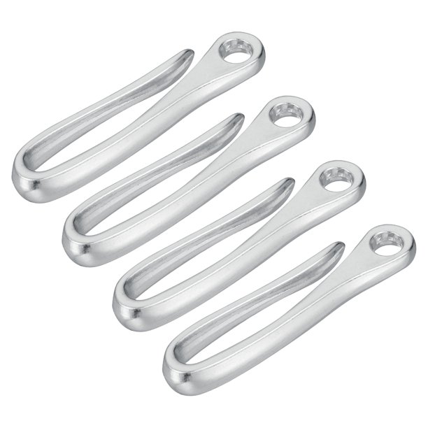 Uxcell 4 piezas de llavero de anzuelo de aleación en forma de U para clip de cinturón de llaves para accesorios de cartera, pantalones y bolso cromado