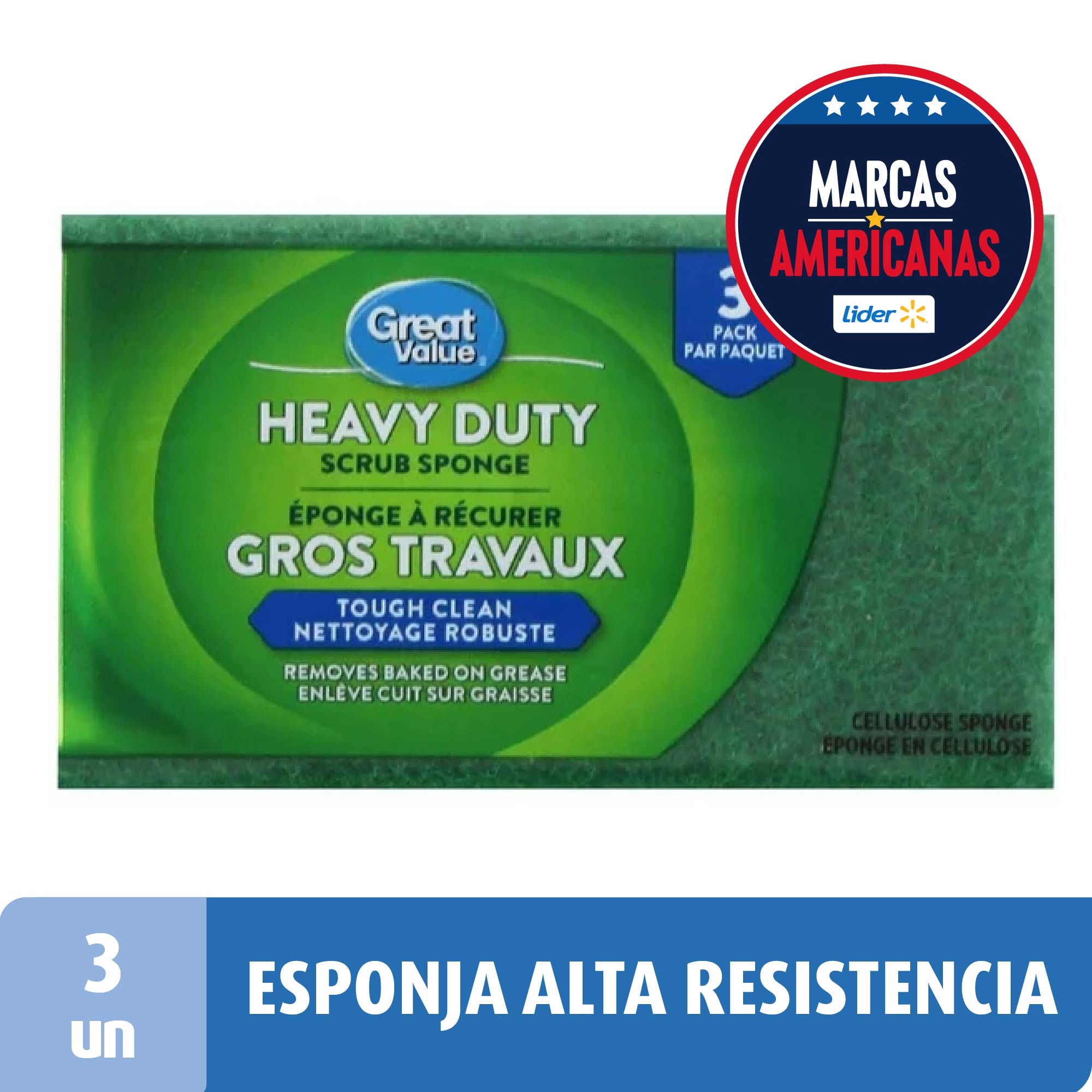 Esponja De Celulosa Alta Resistencia 3 Un Great Value