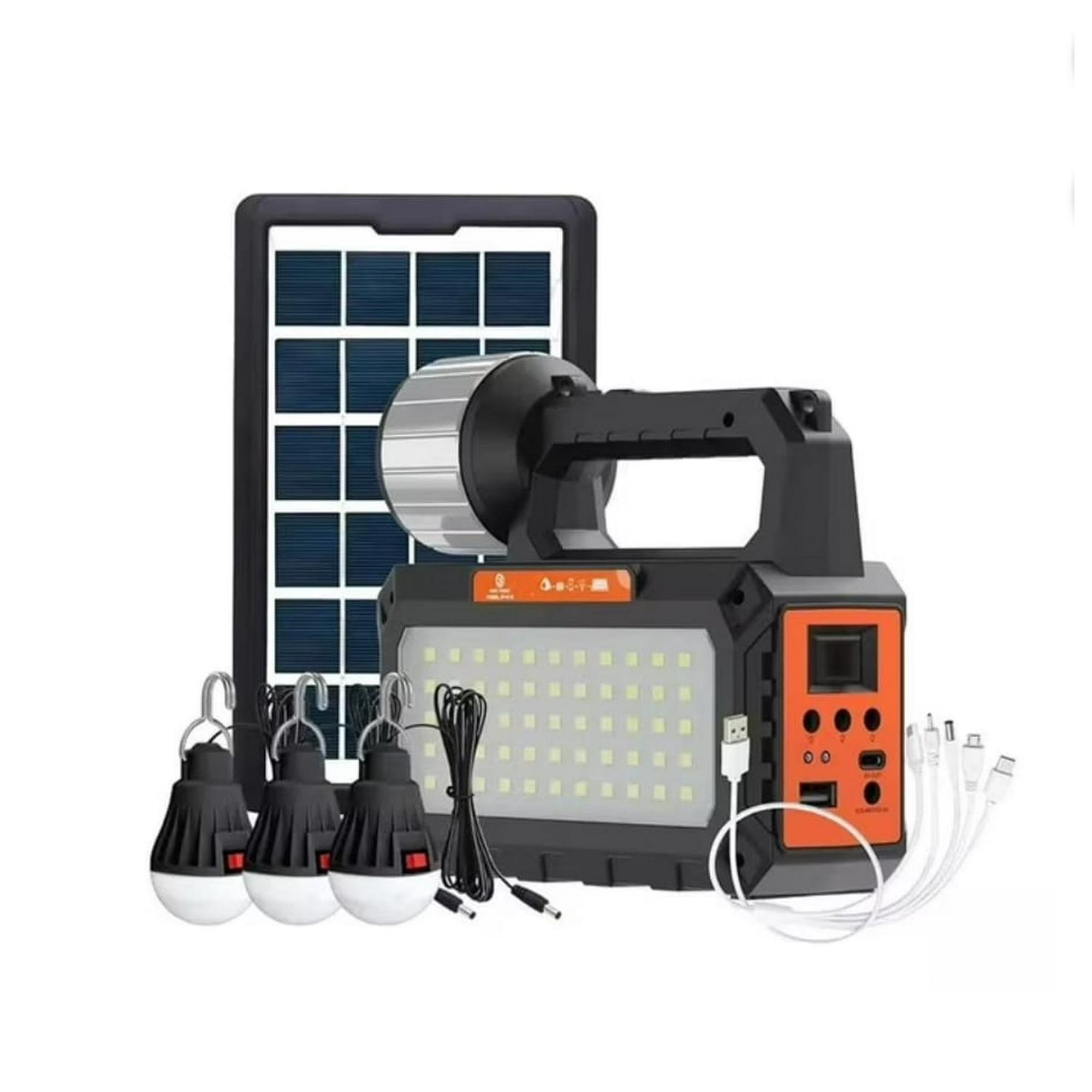 Genérico - Kit Solar De Emergencia + Radio + Linterna + 3 Ampolletas + Usb Negro