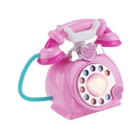 Magideal - Juguete Musical Para Bebé, Teléfono Antiguo De Moda, Simulación De Teléfono Y Sonidos, Teléfono Fijo Retro Multifunción Con Cable Para Niños Pequeños Rosa