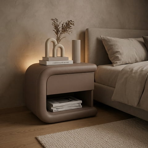 Santú Home & Deco - Velador Mocha Mousse Izquierdo Ecocuero