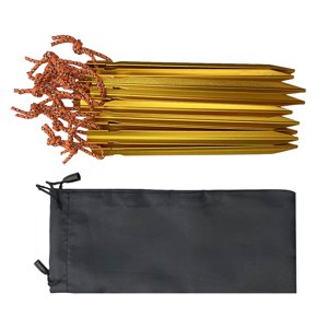 Ioensy - Anclajes De Estacas Para Tienda De Campaña, Estacas De Metal Para Suelo Para Mochileros, Toldos De Jardinería, 24 Piezas, Color Dorado