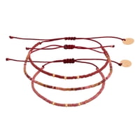 Zazü - Pack Pulseras Terracota Y Burdeo Con Mostacillas Bañadas En Oro Multicolor Talla Única