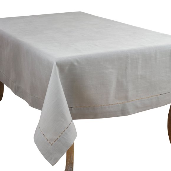 Mantel SARO LIFESTYLE 178 cm x 406 cm Gris con ribete de encaje