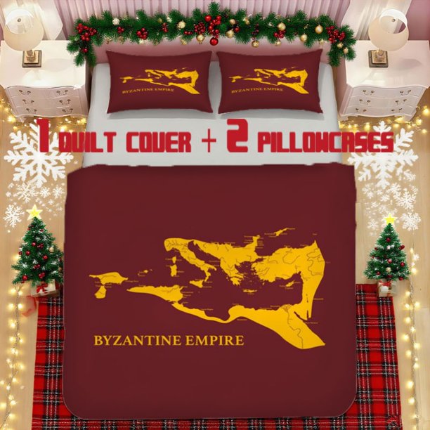 Byzantine Empire Map Soft Printed Bedding Set Polyester Fabric Decorative & Warm Ideal for Bedroom or Guest Room