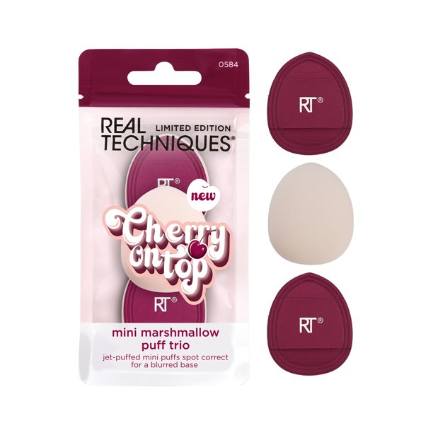 Mini malvavisco con forma de cereza en la parte superior de Makeup Puff Real Techniques