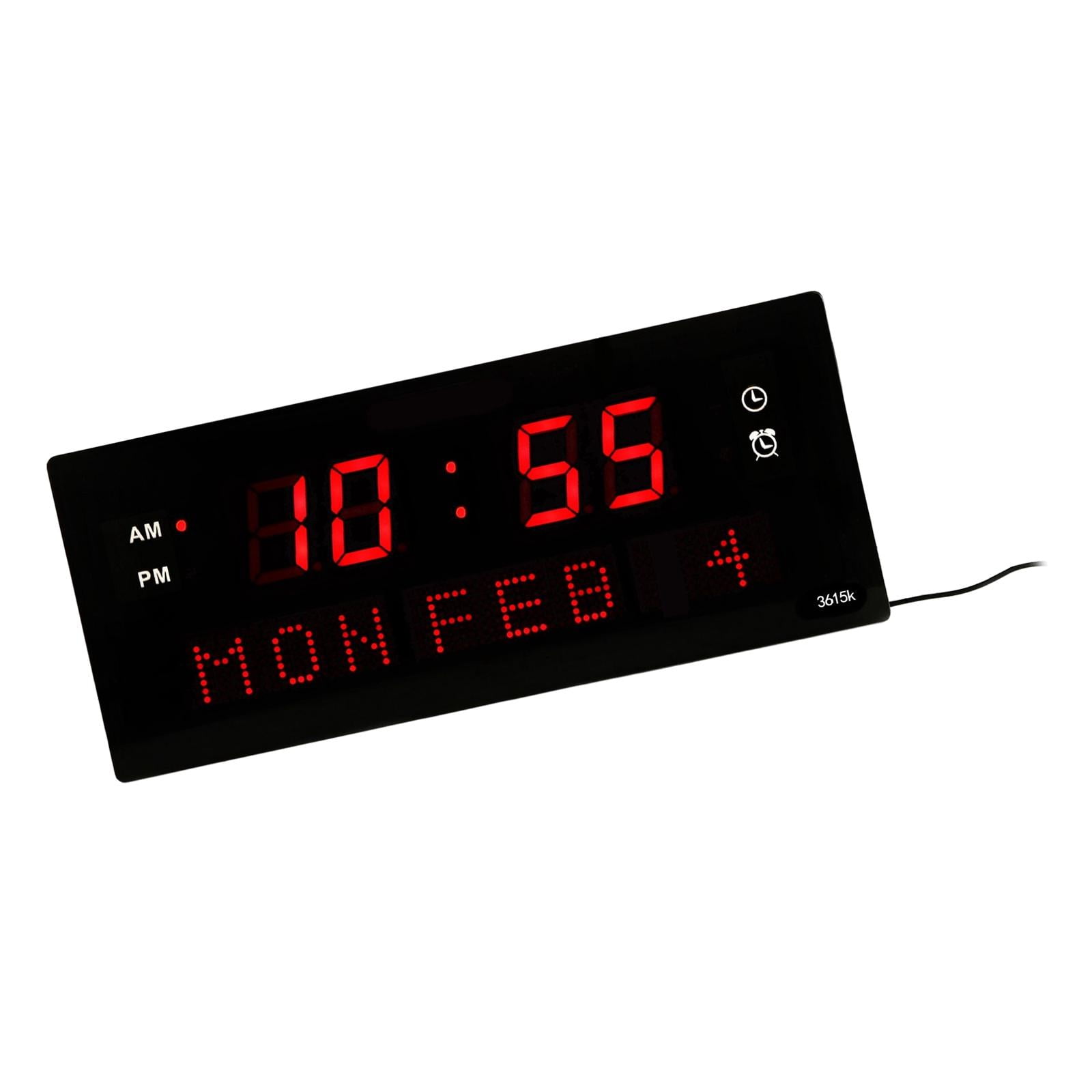 Ioensy - Reloj De Pared Digital Grande, Fácil Visualización, Herramientas Led Con Números Rojos Grandes Para Cocina