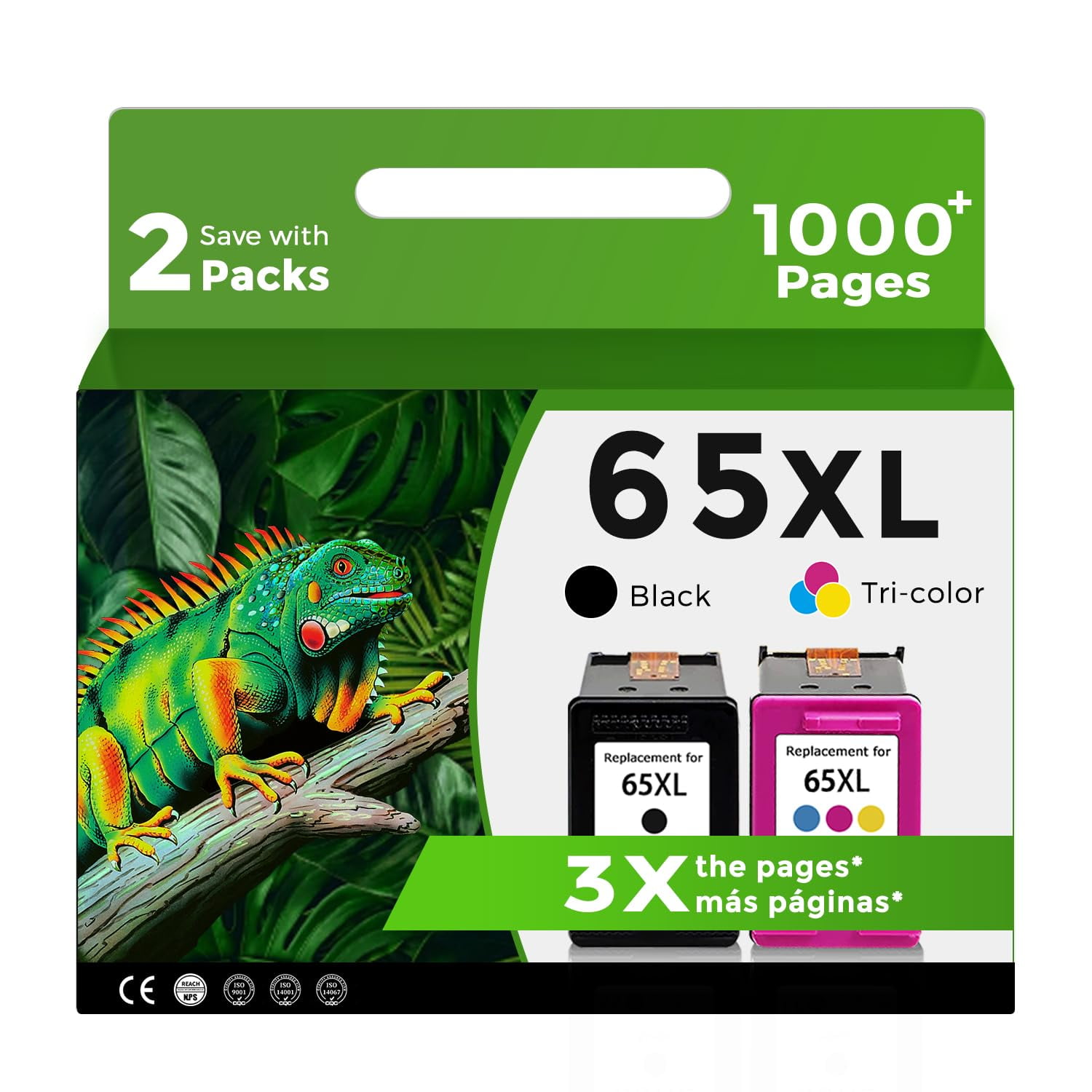 Cartucho De Tinta Relcolor 65xl Negro/tricolor, Paquete De 2 Unidades Hp65xl